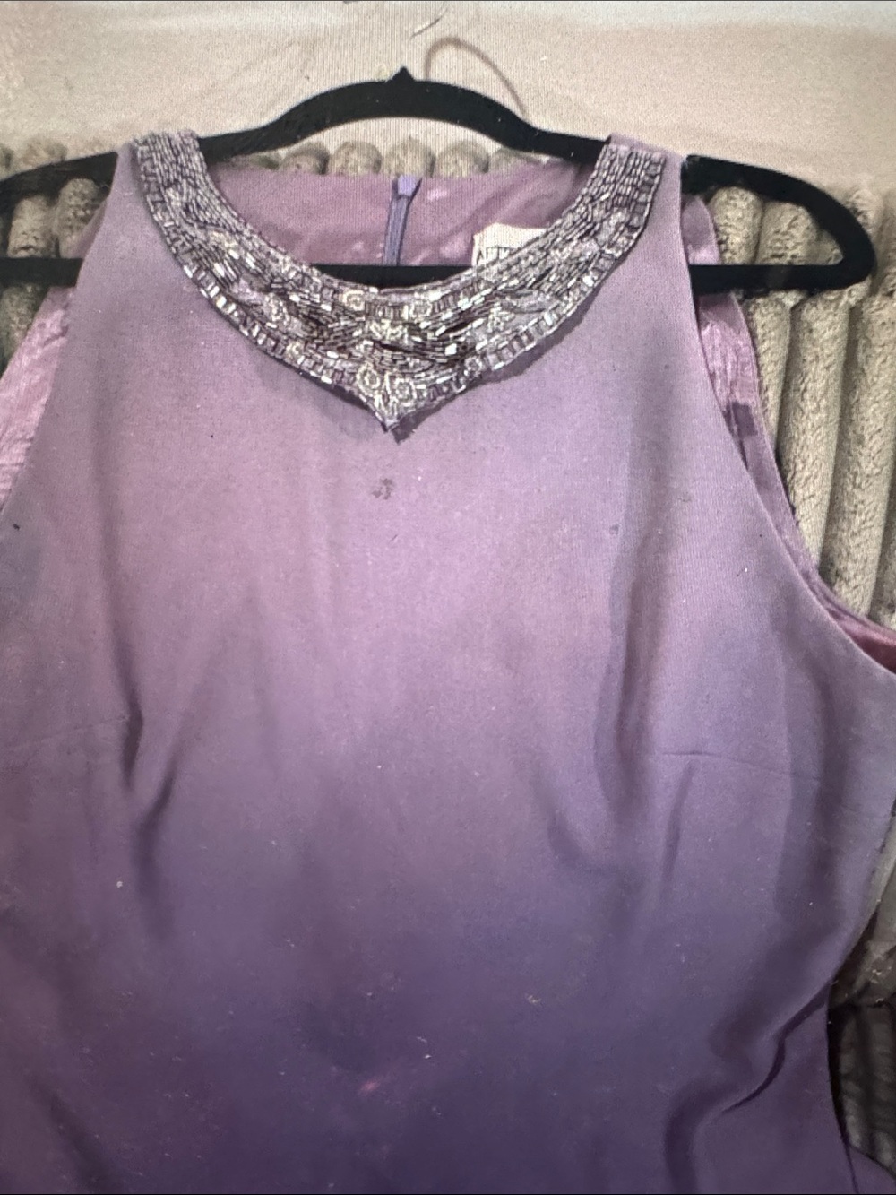 Sleeveless Beaded Purple Prom Dress vintage